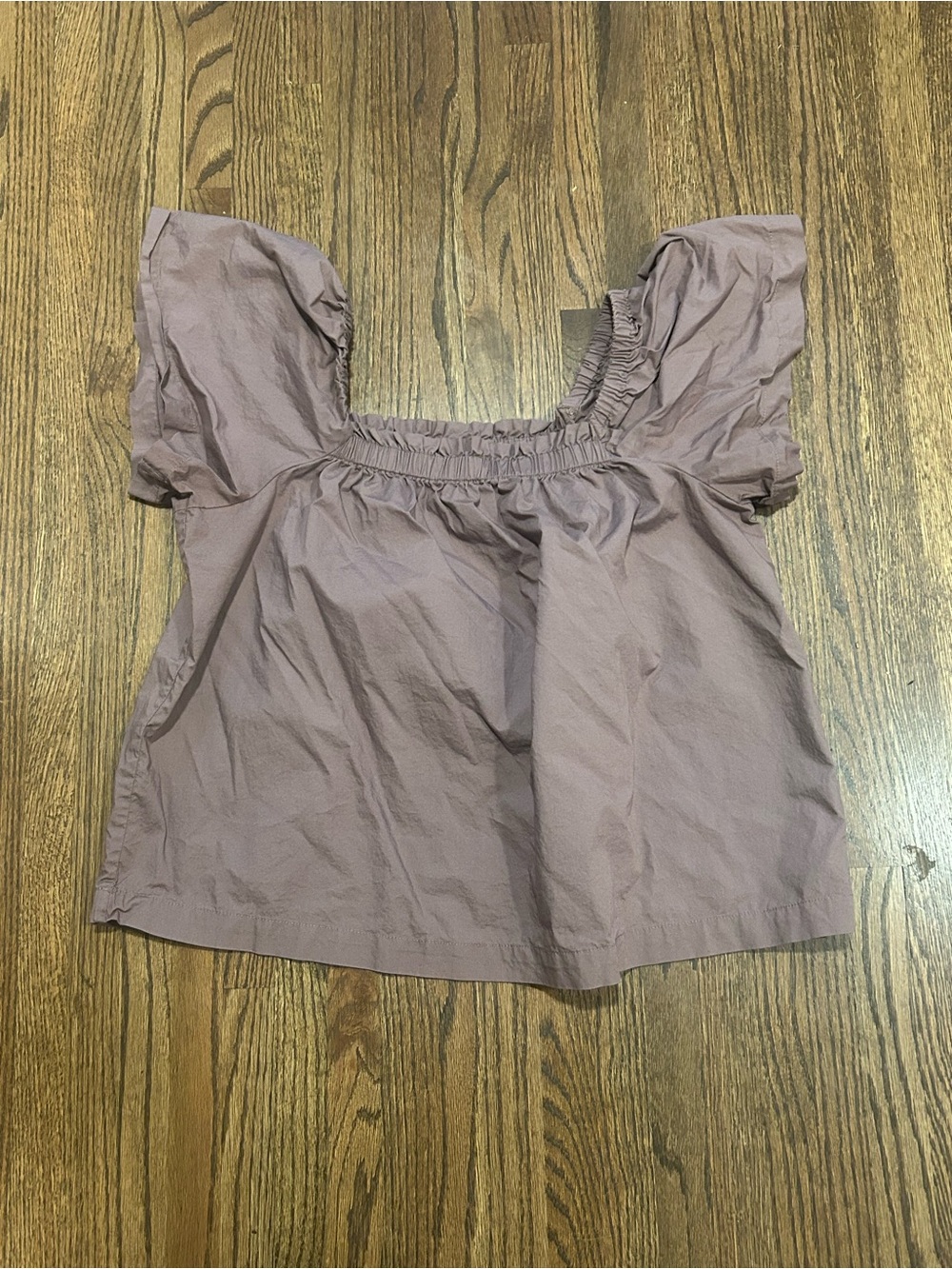 GAP Brown Puff Sleeve Square Neck Cotton Blouse Top XS